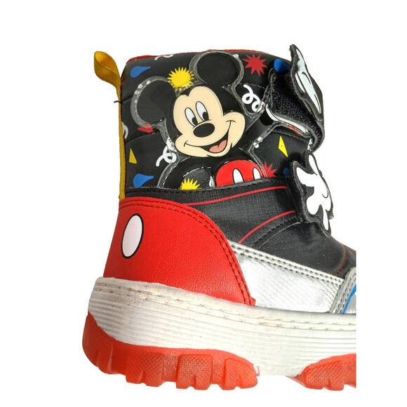 Disney Mickey Mouse Snow Boots Kid Boys Size 10 Black Adjustable Strap Lightup - Picture 5 of 9